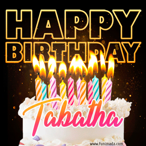 Tabatha - Animated Happy Birthday Cake GIF Image for WhatsApp