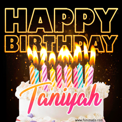 Taniyah - Animated Happy Birthday Cake GIF Image for WhatsApp