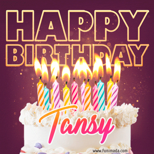 Tansy - Animated Happy Birthday Cake GIF Image for WhatsApp