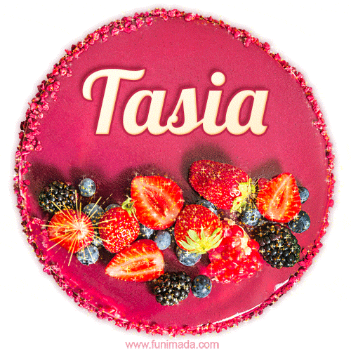 Happy Birthday Cake with Name Tasia - Free Download