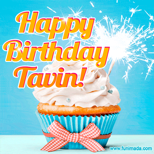 Happy Birthday, Tavin! Elegant cupcake with a sparkler.