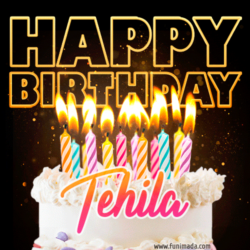 Tehila - Animated Happy Birthday Cake GIF Image for WhatsApp