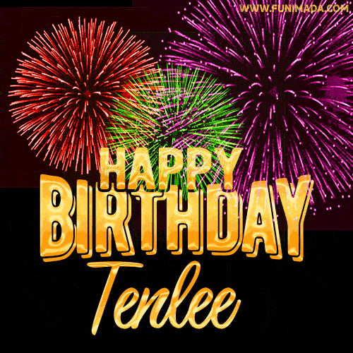 Wishing You A Happy Birthday, Tenlee! Best fireworks GIF animated greeting card.
