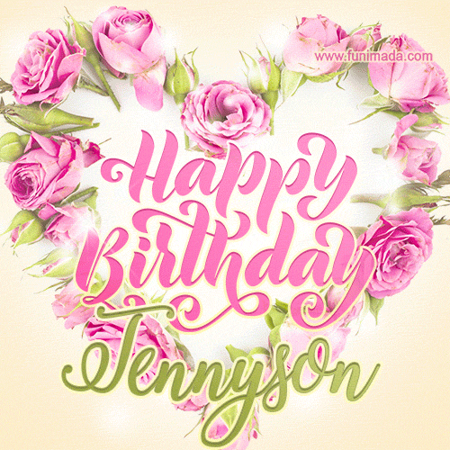 Pink rose heart shaped bouquet - Happy Birthday Card for Tennyson