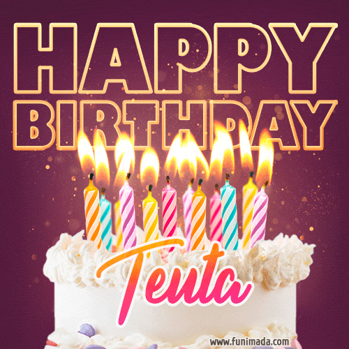 Teuta - Animated Happy Birthday Cake GIF Image for WhatsApp