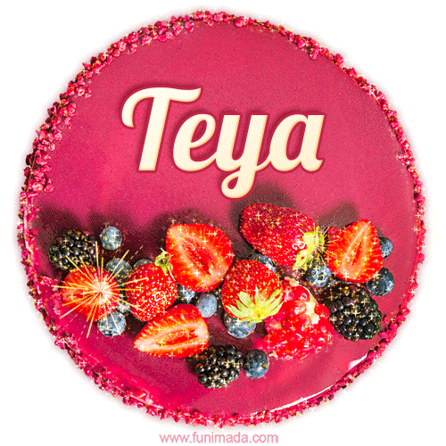 Happy Birthday Cake with Name Teya - Free Download