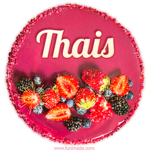 Happy Birthday Cake with Name Thais - Free Download