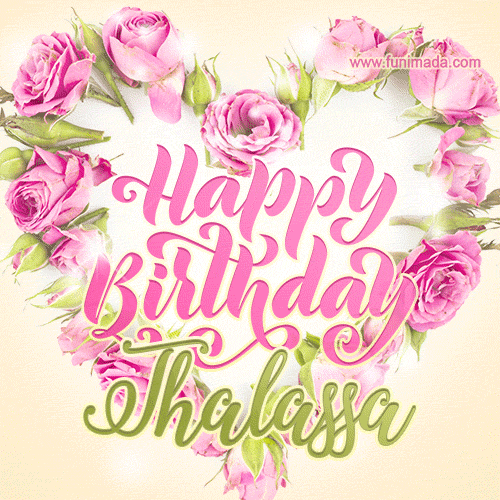Pink rose heart shaped bouquet - Happy Birthday Card for Thalassa