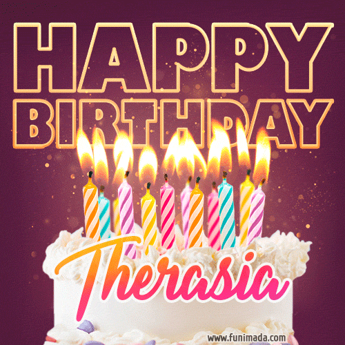 Therasia - Animated Happy Birthday Cake GIF Image for WhatsApp