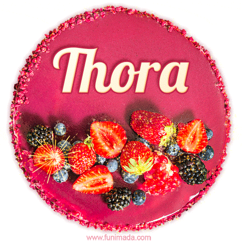 Happy Birthday Cake with Name Thora - Free Download