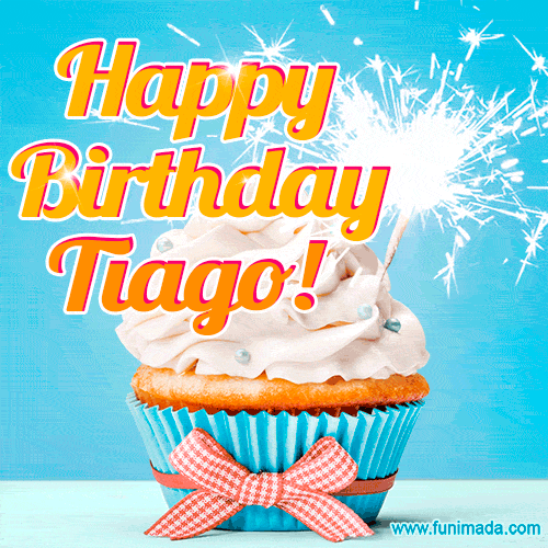 Happy Birthday, Tiago! Elegant cupcake with a sparkler.