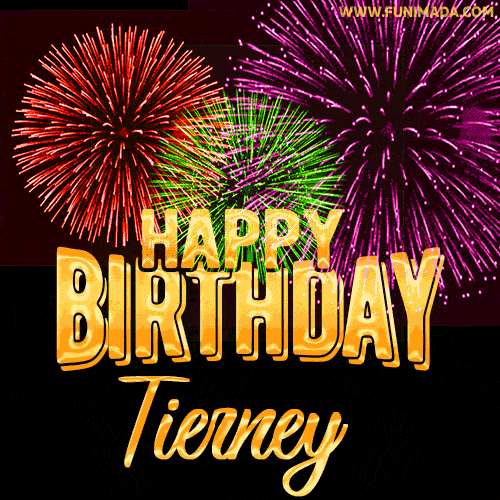 Wishing You A Happy Birthday, Tierney! Best fireworks GIF animated greeting card.