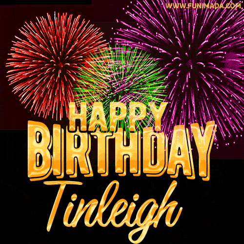 Wishing You A Happy Birthday, Tinleigh! Best fireworks GIF animated greeting card.