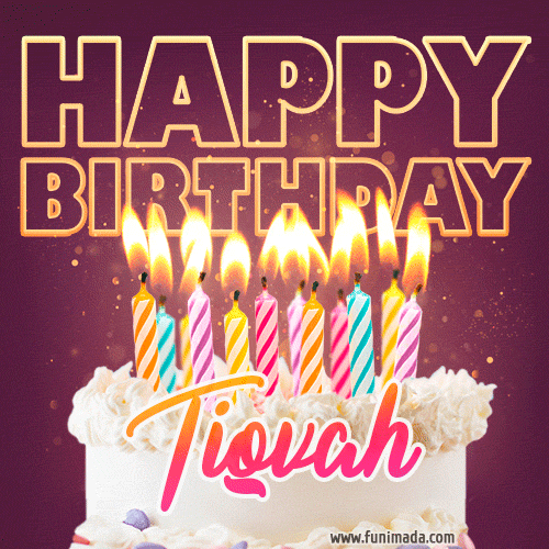 Tiqvah - Animated Happy Birthday Cake GIF Image for WhatsApp