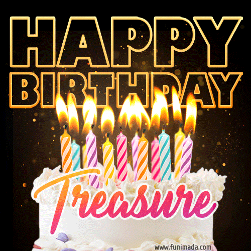 Treasure - Animated Happy Birthday Cake GIF Image for WhatsApp