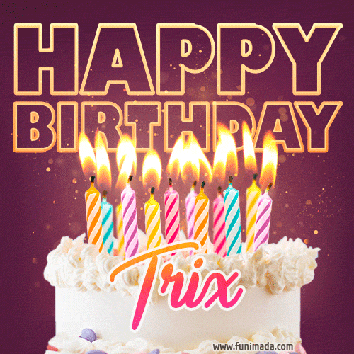 Trix - Animated Happy Birthday Cake GIF Image for WhatsApp