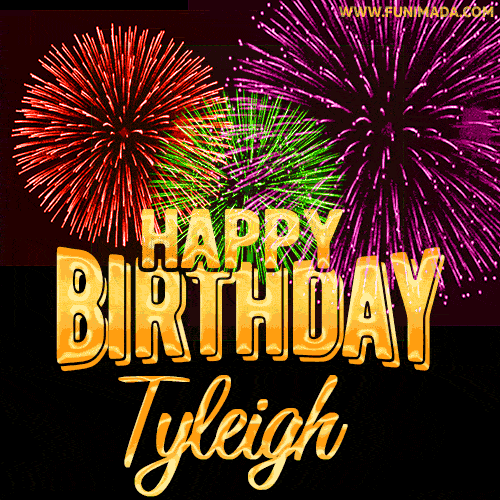 Wishing You A Happy Birthday, Tyleigh! Best fireworks GIF animated greeting card.