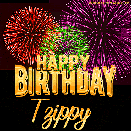 Wishing You A Happy Birthday, Tzippy! Best fireworks GIF animated greeting card.