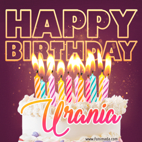 Urania - Animated Happy Birthday Cake GIF Image for WhatsApp