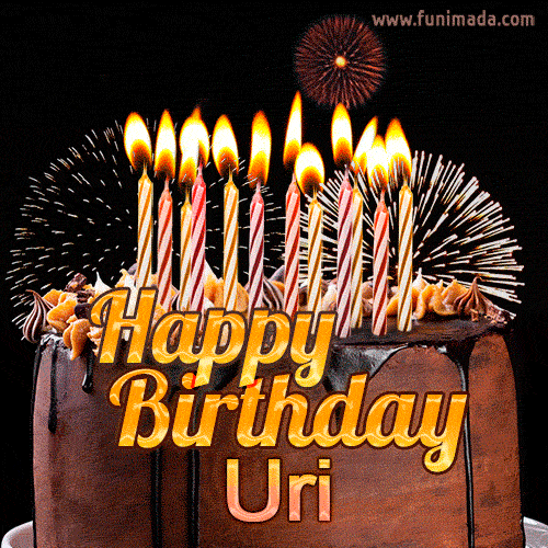 Chocolate Happy Birthday Cake for Uri (GIF)