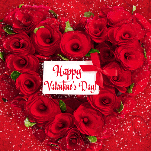 Happy Valentine's Day Animated Card with Red Roses