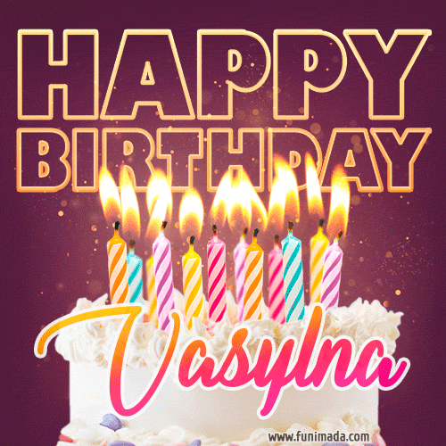 Vasylna - Animated Happy Birthday Cake GIF Image for WhatsApp
