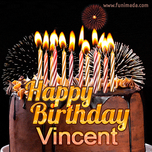 Chocolate Happy Birthday Cake for Vincent (GIF)