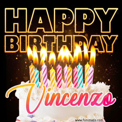 Vincenzo - Animated Happy Birthday Cake GIF for WhatsApp