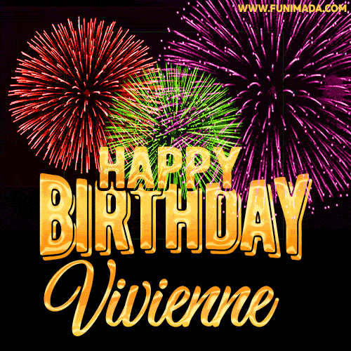 Wishing You A Happy Birthday, Vivienne! Best fireworks GIF animated greeting card.