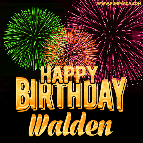 Wishing You A Happy Birthday, Walden! Best fireworks GIF animated greeting card.