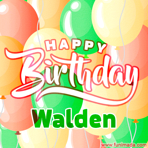 Happy Birthday Image for Walden. Colorful Birthday Balloons GIF Animation.