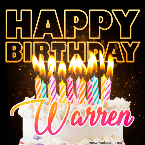 Warren - Animated Happy Birthday Cake GIF for WhatsApp