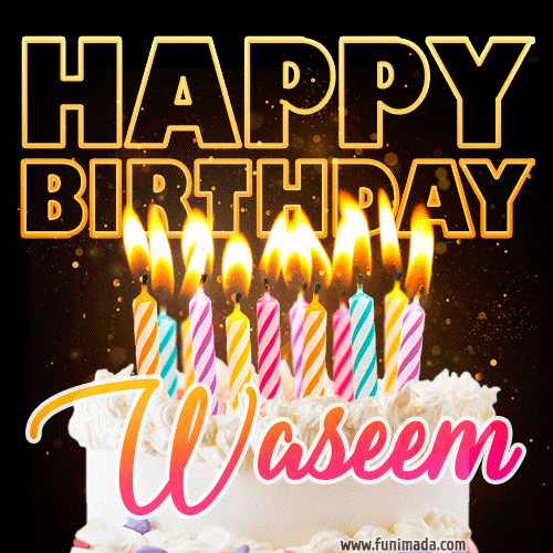 Waseem - Animated Happy Birthday Cake GIF for WhatsApp