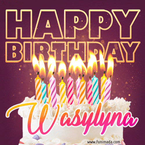 Wasylyna - Animated Happy Birthday Cake GIF Image for WhatsApp