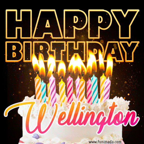 Wellington - Animated Happy Birthday Cake GIF for WhatsApp