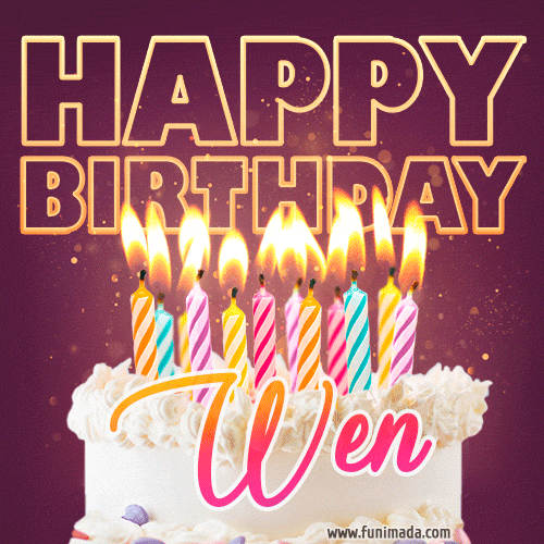 Wen - Animated Happy Birthday Cake GIF Image for WhatsApp