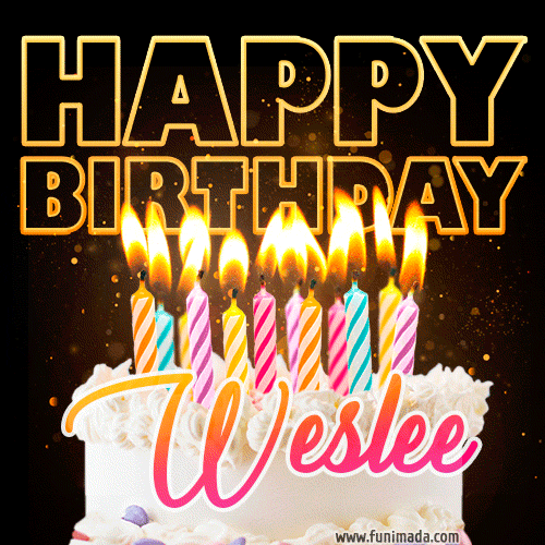 Weslee - Animated Happy Birthday Cake GIF for WhatsApp