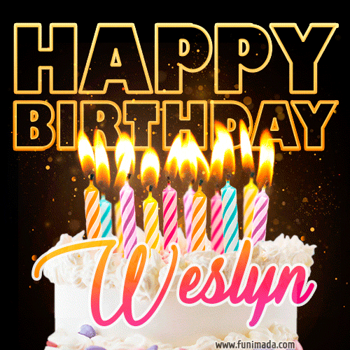 Weslyn - Animated Happy Birthday Cake GIF for WhatsApp
