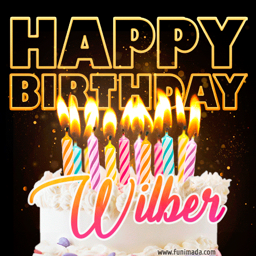Wilber - Animated Happy Birthday Cake GIF for WhatsApp