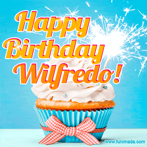 Happy Birthday, Wilfredo! Elegant cupcake with a sparkler.