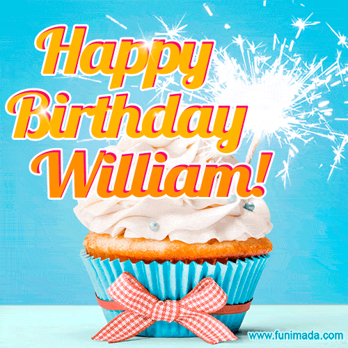 Happy Birthday, William! Elegant cupcake with a sparkler.