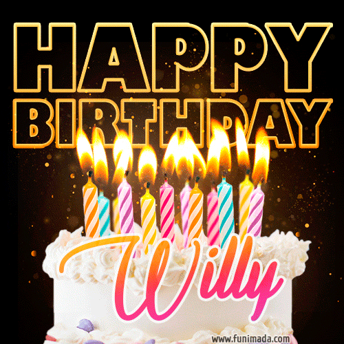 Willy - Animated Happy Birthday Cake GIF for WhatsApp