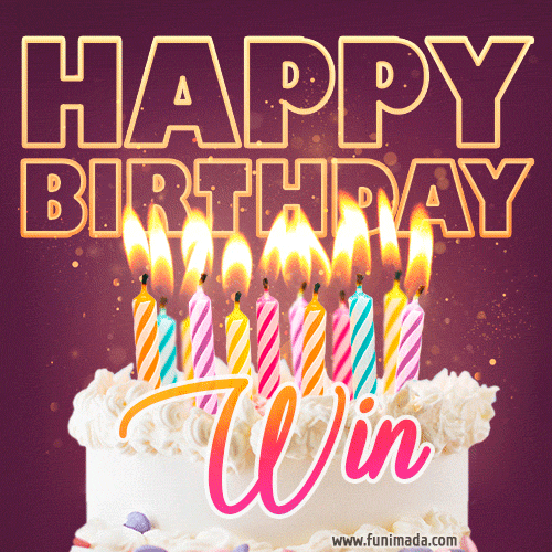 Win - Animated Happy Birthday Cake GIF Image for WhatsApp