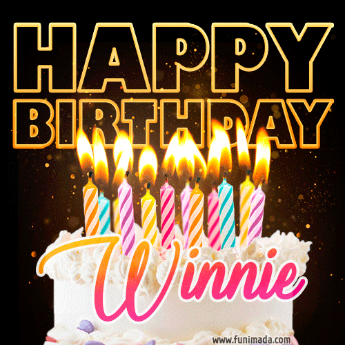 Winnie - Animated Happy Birthday Cake GIF Image for WhatsApp