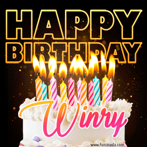 Winry - Animated Happy Birthday Cake GIF Image for WhatsApp
