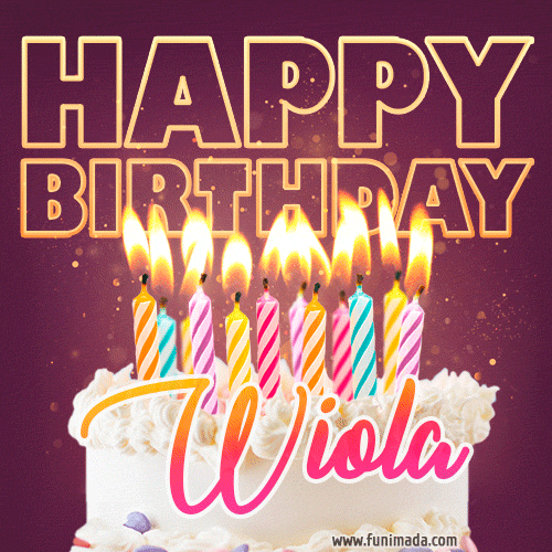 Wiola - Animated Happy Birthday Cake GIF Image for WhatsApp