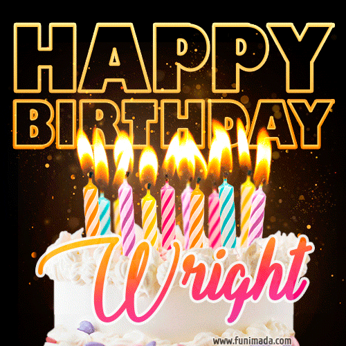 Wright - Animated Happy Birthday Cake GIF for WhatsApp