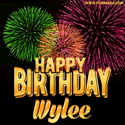Wishing You A Happy Birthday, Wylee! Best fireworks GIF animated greeting card.