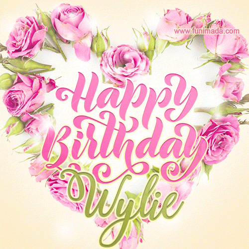 Pink rose heart shaped bouquet - Happy Birthday Card for Wylie