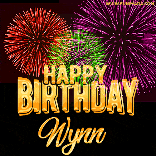 Wishing You A Happy Birthday, Wynn! Best fireworks GIF animated greeting card.